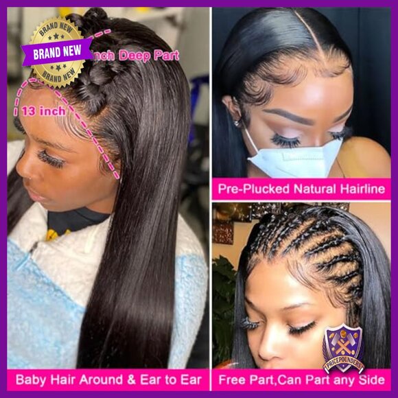 Straight 13x4 Lace Front Wig Human Hair 180% Density Glueless main image 6